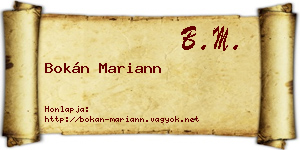 Bokán Mariann névjegykártya