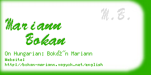 mariann bokan business card